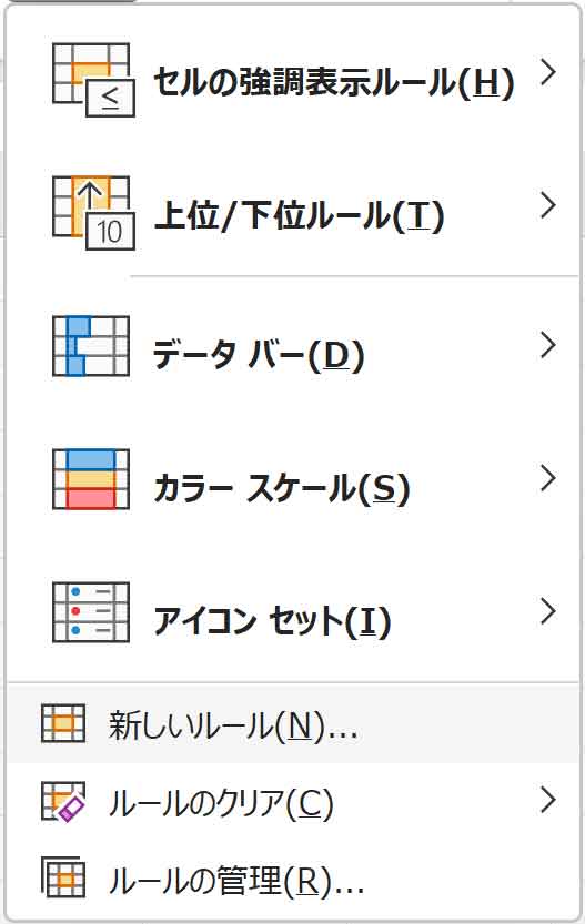 条件付き書式一覧