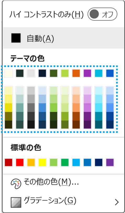 新しいカラーパレット表示