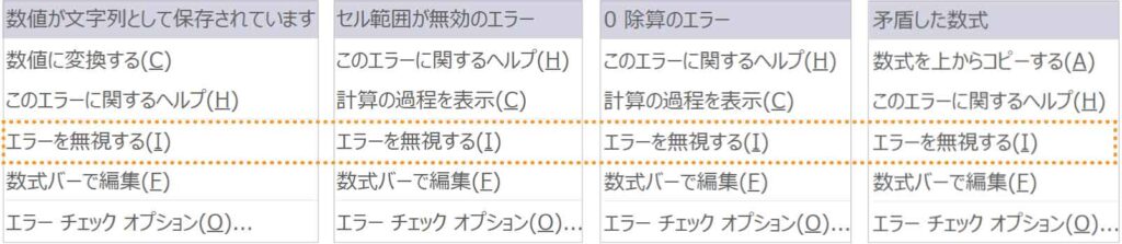エラーを無視するボタン