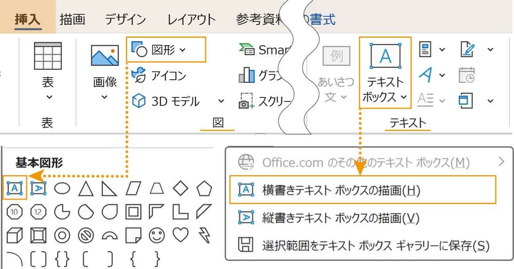 テキストボックスボタンの場所