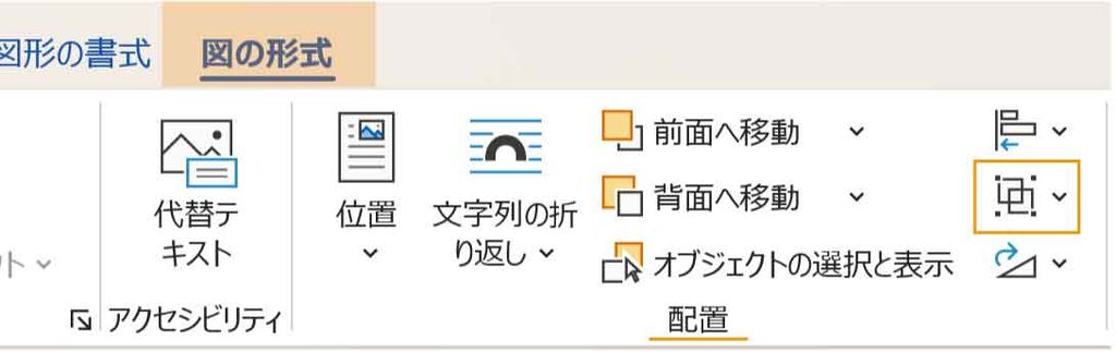 図の形式タブのグループ化ボタン